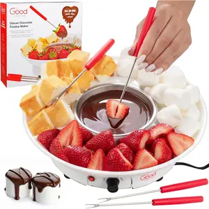 Electric Fondue Maker Set with Removable Serving Tray & 4 Forks: 3-in-1 Chocolate Melter, Cheese Fondue Pot & Candy Warmer - Ideal for Parties, Appetizers & Desserts