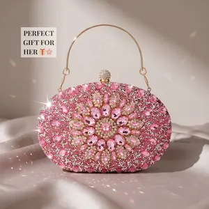Diamond Encrusted Clutch Bag Women's Elegant Rhinestone Decorated Evening Bag Exquisite Trendy Clutch Purse for Women and Girls Fashionable Bag for Party Multicolored Crystals Gold Chain