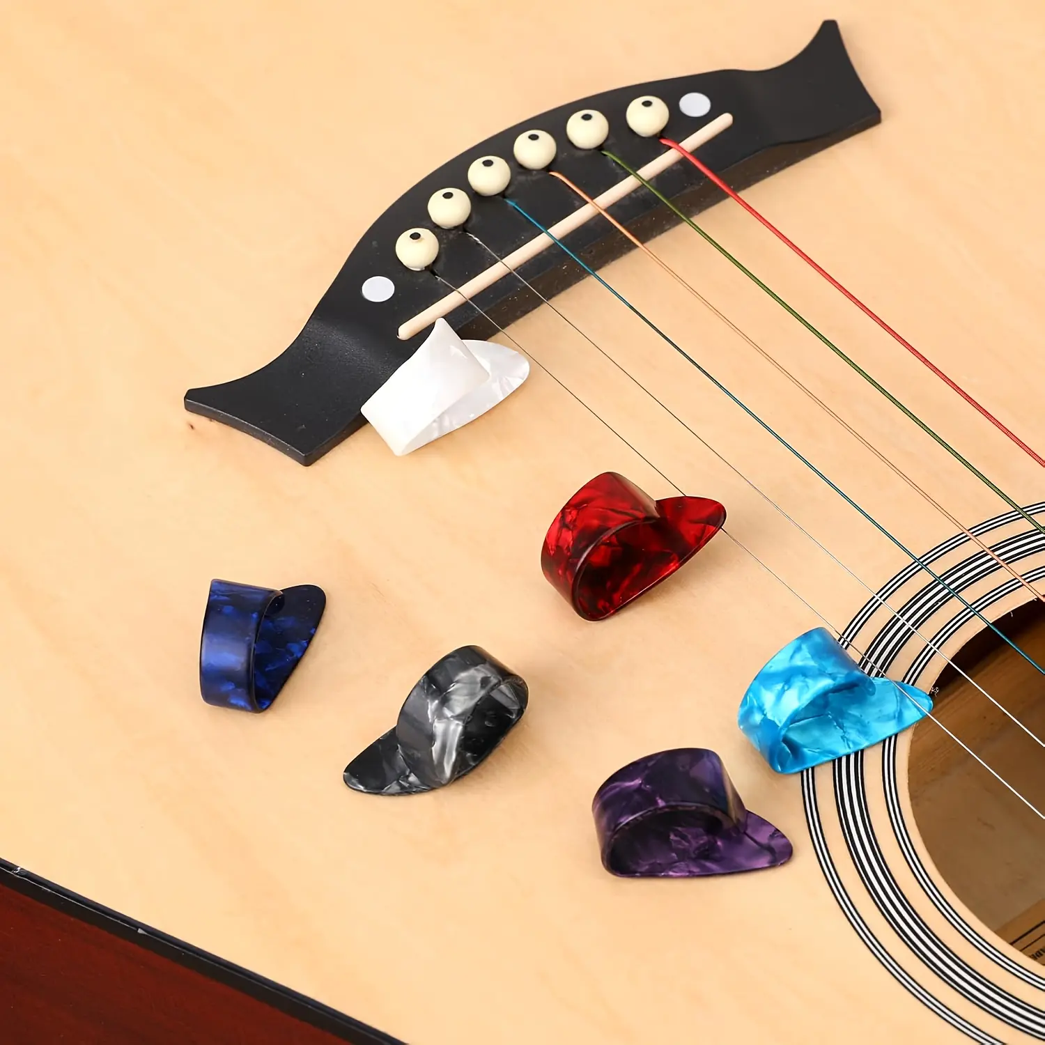 2pcs/16pcs Thumb Picks Finger Picks Medium Flat Thumb Picks Celluloid Guitar Thumb Picks (random  Colors) Instrument Picks