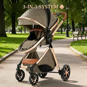 Toddler Stroller 4-in-1 Combo Set, Foldable Lightweight Travel Stroller with Adjustable Function, Large Sunshade for Sun Protection, Soft Breathable Mesh Sides, One-Click Easy Folding, High-quality Baby Stroller for Outdoor Daily Outing