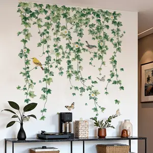 2pcs/set Vine Flower Bird Wall Stickers, Decal Sticker, Large Size Decorative Wallpaper, 30cm*90cm Bedroom Bed Head Art, Living Room Sofa Background
