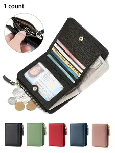 Men Women Cute Short Wallet Luxury Solid Zipper Coin Purse rfid Bank Credit Card Holder Slim Small Money Bag Pu Leather Wallet small black purse wallet for women gift for women Durable Fashion Wallet