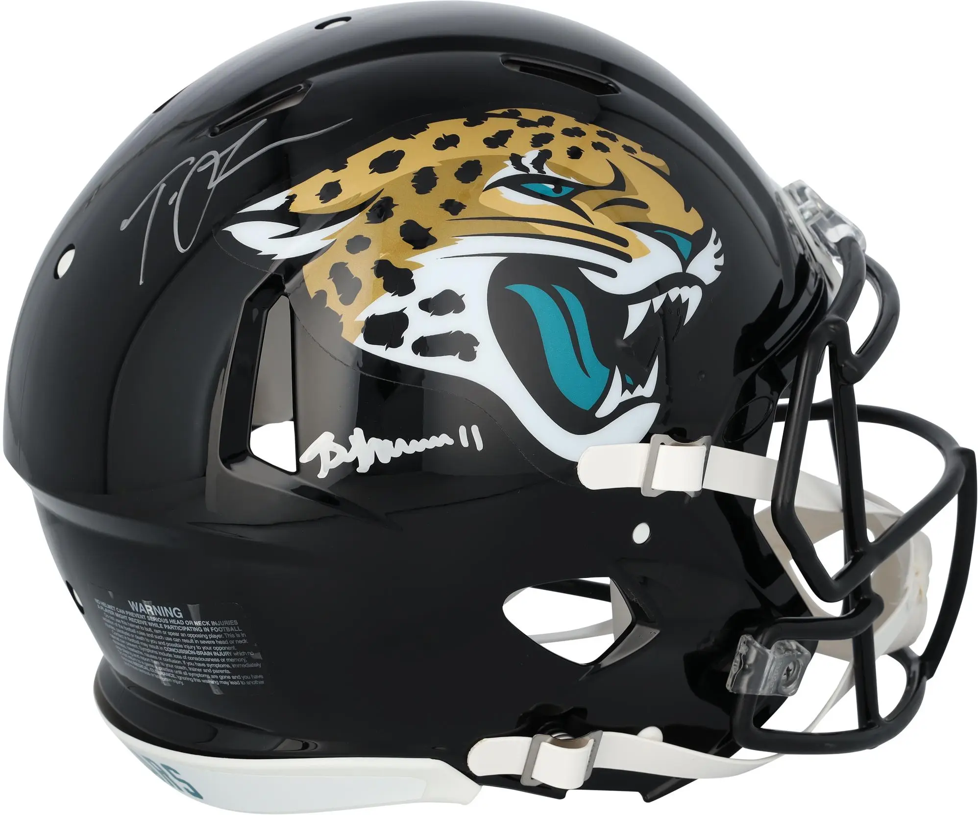 Trevor Lawrence and Brian Thomas Jr. Jacksonville Jaguars Autographed Riddell Speed Authentic Helmet - Fanatics Authentic Certified