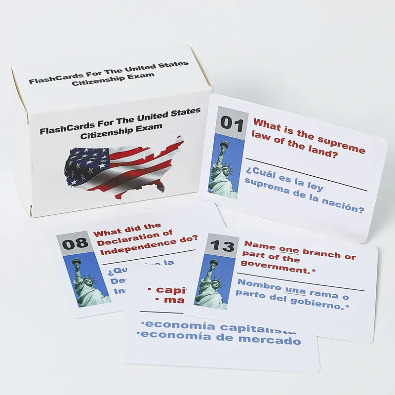 U.S. Civics Test Bilingual Flash Cards - English/Spanish