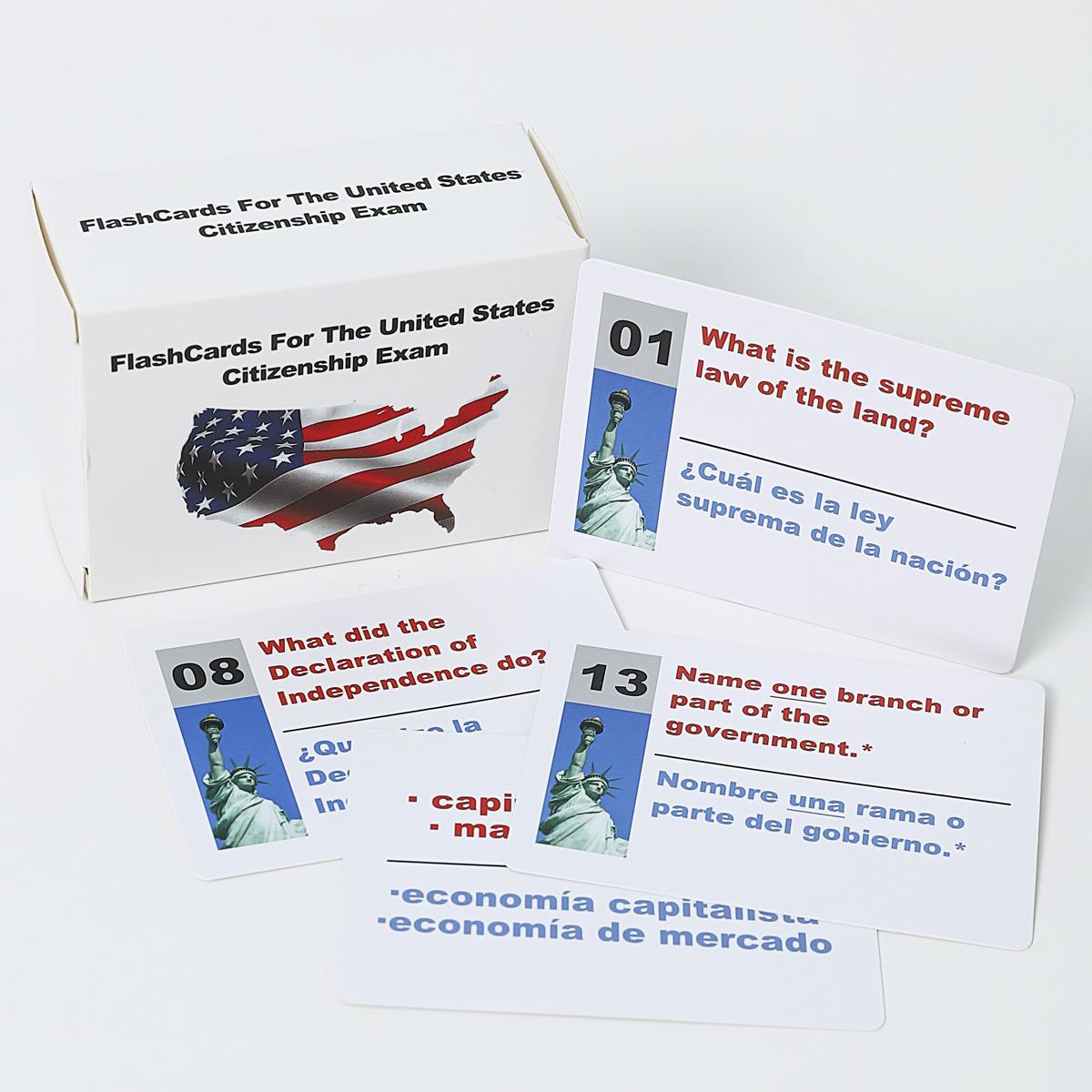U.S. Civics Test Bilingual Flash Cards - English/Spanish