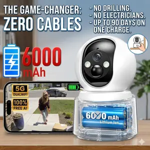 Yespano indoor battery camera： Wireless-Powered Camera with over 30 days of battery life (6000mAh), 4K Ultra HD resolution, built-in spotlight and two-way audio, and easy installation. #IndoorCamera | SD Card Storage | 10x Full-Color Night Vision