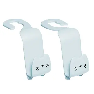 Car Headrest Hidden Cartoon Hook, No Drilling Load Capacity 5kg Anti-Tip Storage Rack, Creative Cute Back Seat Storage System