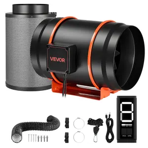 【DealsForYouDays】VEVOR Lightweight 8 Inch EC Motor Inline Duct Fan Kit with Carbon Filter, 807 CFM Flow, 3-Speed Circulation, 10-Speed PWM Controller, Timer, 21.38 lbs, 29.2 dB Noise Level, 660 Pa, for Grow Tents, Indoor Gardening