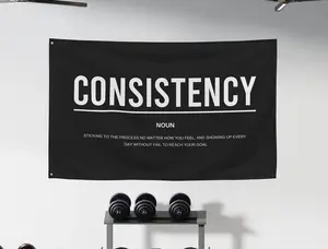 Consistency Gym Motivation Definition Banner Flag, Gym Wall Art, Gym Decor, Home Gym Wall Art Fabric Banner, Gym Flags, Home Gym Signs