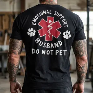 Emotional Support Husband Funny Graphic T-Shirt| Unisex Crew Neck Cotton Tee 100% Cotton