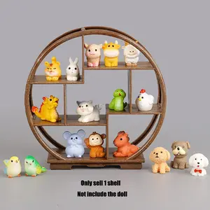 Miniature Dollhouse Round Display Rack Toy, Unisex Furniture Model Storage Shelf, Scene Decoration Animals Accessories, Perfect for Collectors and Kids Play