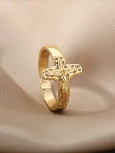 Stainless Steel Cross Ring, Adjustable Open Design, Creative Minimalist Style, Women's Daily Wear Party Jewelry, Adjustable Rings