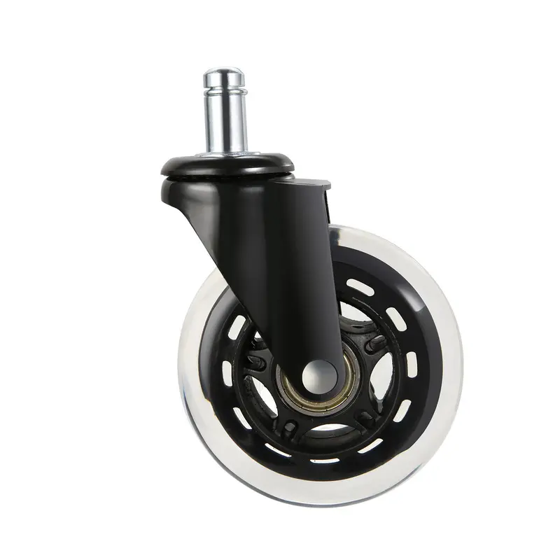 VEVOR Heavy-Duty Furniture Moving Wheels (Set of 5) Hardware, 3-in Rust-Resist Metal Casters with Ball Bearings, Polyurethane Silent Smooth Roll Scratch-Safe Tread, 130 lbs Load Capacity, Easy Install, Universal for Computer Gaming Desk Chairs