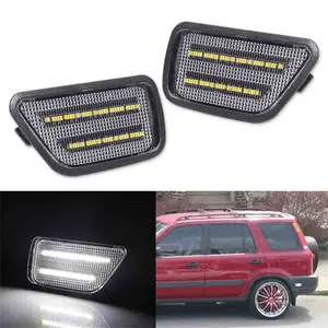 2PCS Clear Lens Rear Bumper White LED Strip Side Marker Light For Honda CR-V 1997 1998 1999 2000 2001 Replace OEM 33951-S10-A01; 33901-S10-A01 ﻿