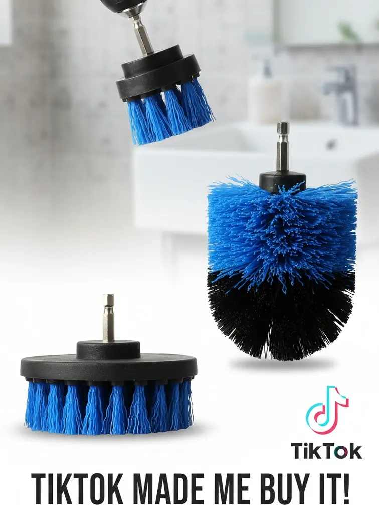 3-Piece Quick Change Drill Brush Power Scrubber Cleaning Kit - Multi-Size PP Bristles for Deep Cleaning Car, Compatible with Cordless Drills, Multi-Surface Scrubbing