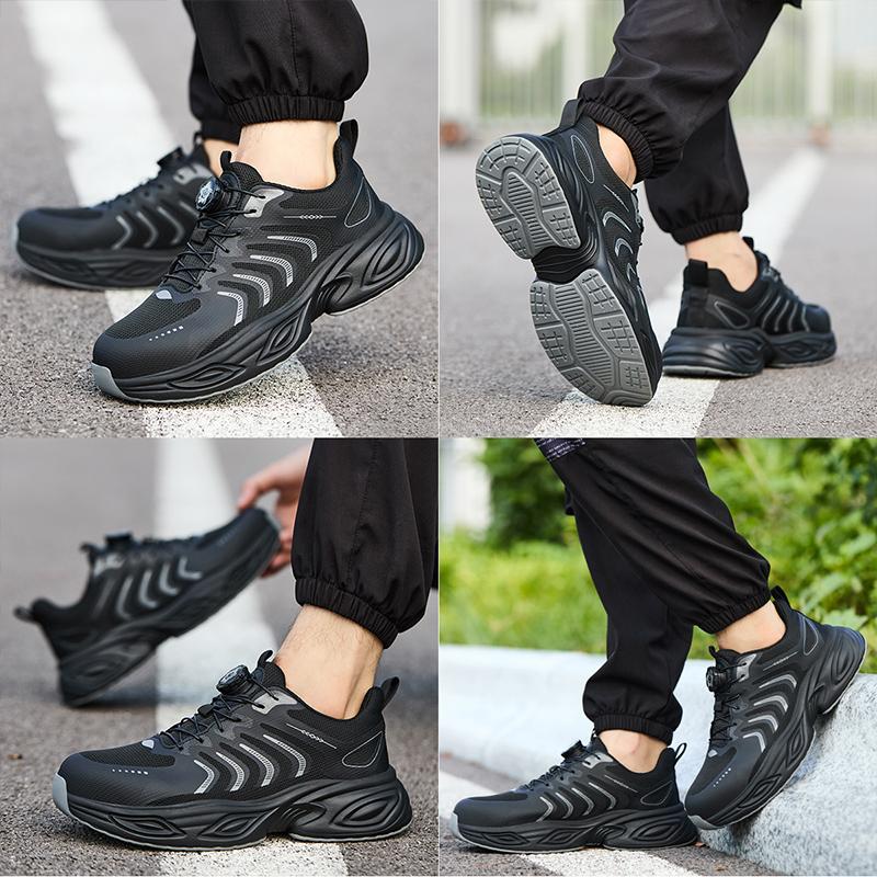 Classic steel-toe safety shoes for men — impact-resistant, puncture-resistant work footwear with non-slip soles; lightweight and durable; industrial protective boots with dial laces.