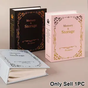 1Pc 4x6 Inch Photo Album, Scrapbook Photo Album, Gold Stamping Cover, Insert Page Memorial Album, 50 Double Sides Holds 100 Photos, Student Card Book, Travel Memory Album, Perfect for Valentine's Day, Christmas & Birthday Gifts