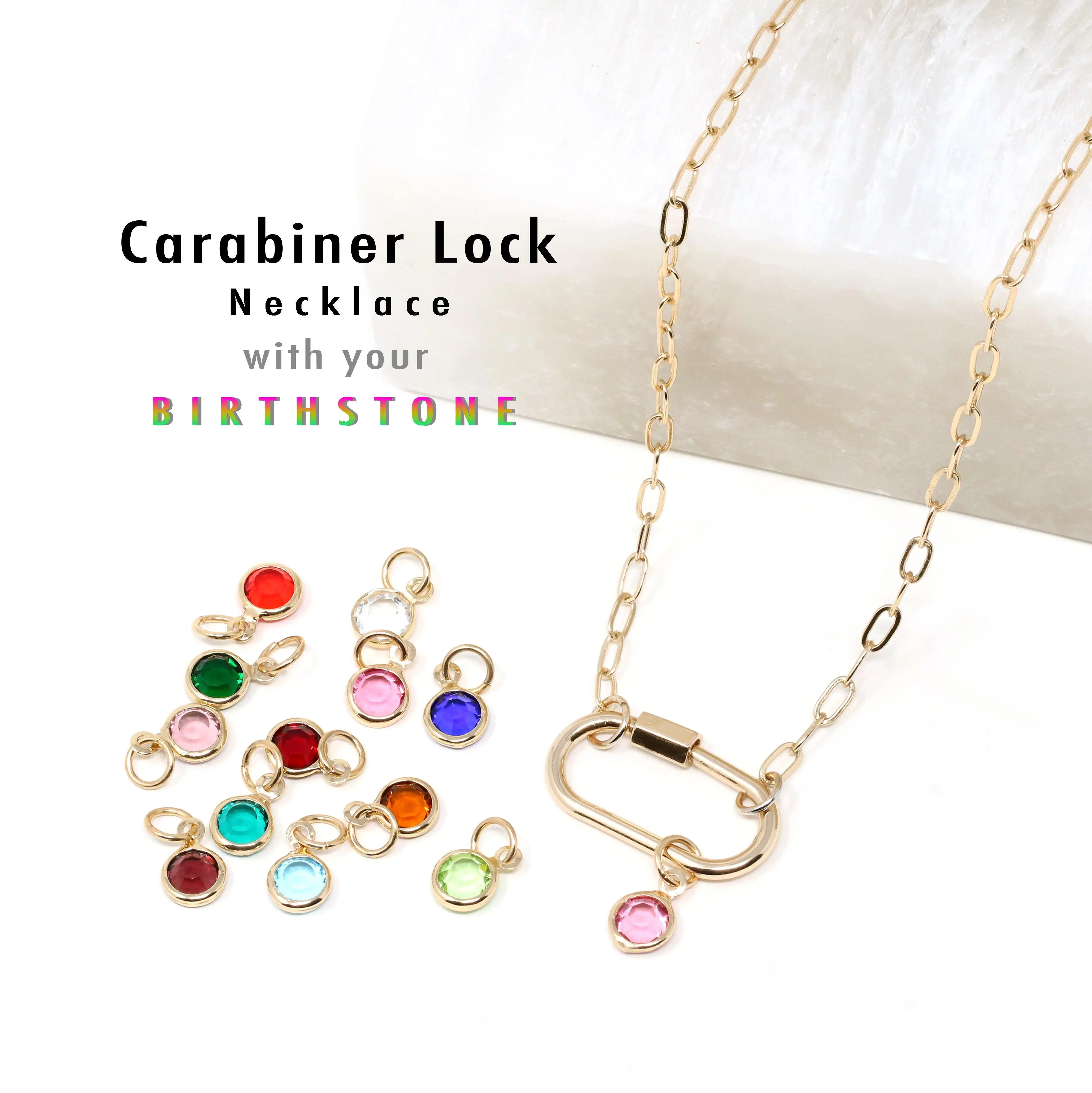 Bauble Sky Birthstone Mini Carabiner Necklace for Women