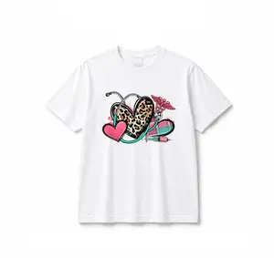 Nurse Heart Shirt, Leopard Nurse Sweatshirt, Nurse Women Tee, Nurse Gift Shirt, Cute Nurse Typography T-shirt