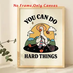 Goose Pattern Unframed Painting, Cute Cartoon Print, 1 Count Cute Goose Wall Art, Inspirational Wall Art, Wall Decor for Home Living Room Bedroom Study Room, Ornaments