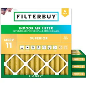 Filterbuy 29x29x2 Air Filter (4-Pack), Pleated MERV 11 Allergen Defense HVAC AC Furnace Air Filters (Actual Size: 28.50 x 28.50 x 1.75 Inches)