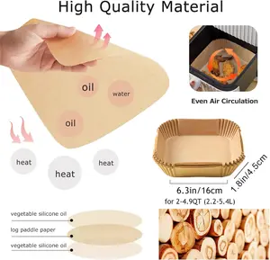 “100-Pack Air Fryer Paper Liners – 6.3-Inch Disposable Parchment Paper, Non-Stick, Oil & Water Proof, Microwave & Air Fryer Safe”