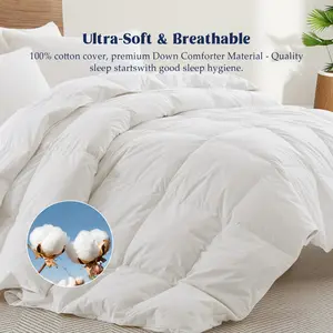 PEACE NEST Soft Fluffy Goose Down Comforter 100%  Cotton 450TC Cover All Season Mediumweight Year-round Cozy Bedding Twin Full Queen King Cal King Essential Hotel Style