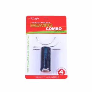 Magic Weaving Combo NO.140103C - Black Thread & 3 Needles for Weaving and Extensions - Straight J Curve C Curve - Quality Guaranteed