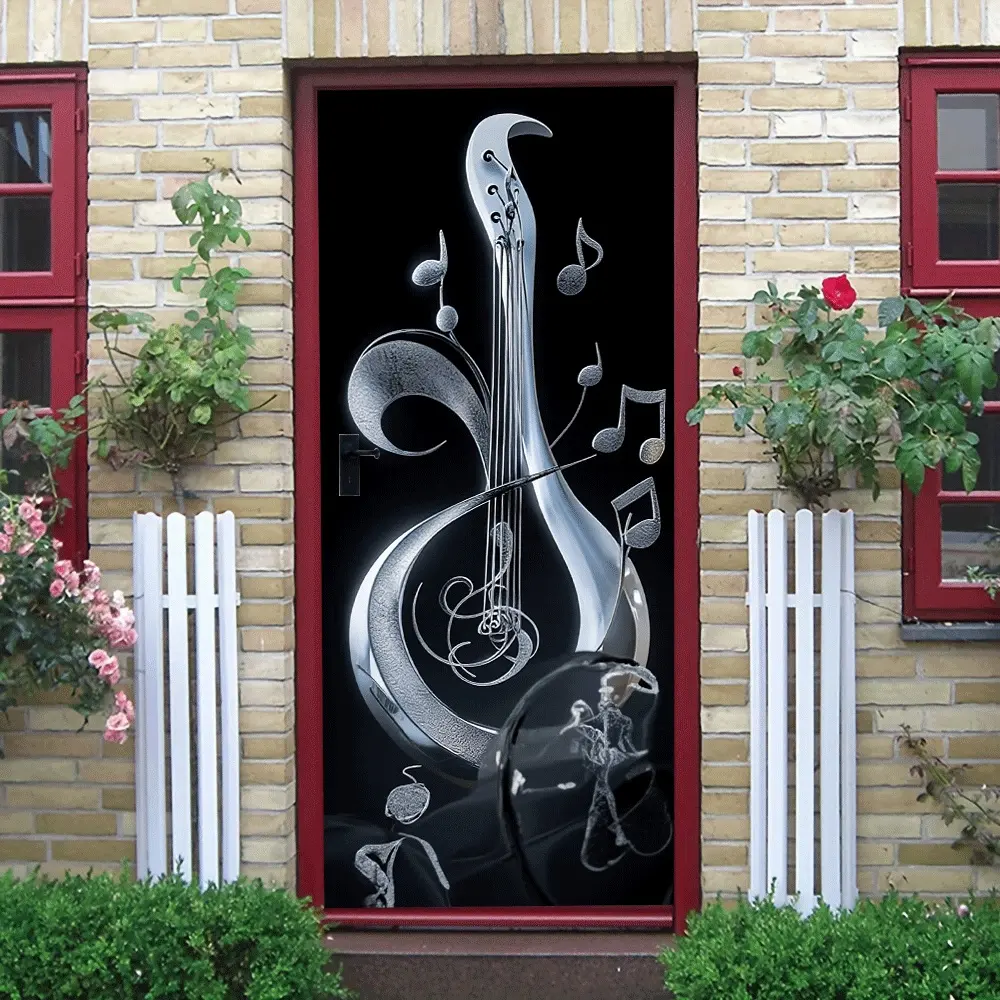 2pcs   Modern Minimalist Music Theme Wall Sticker Creative Violin Note Stereo Wall Decal Living Room BedroomWall Decor Sticker Self Adhesive Removable Eco Friendly PVC Material Home Art Decorative Dec