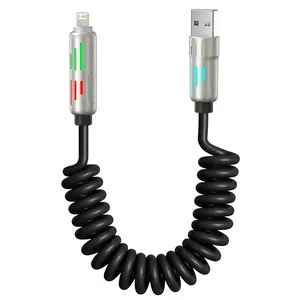 2-In-1 USB Type-C PD Cable 240w 6a Fast Charging, 1.8m Spring Stretch Cable for Samsung S24 Xiaomi Huawei Android, USB C High-Speed Data Transfer