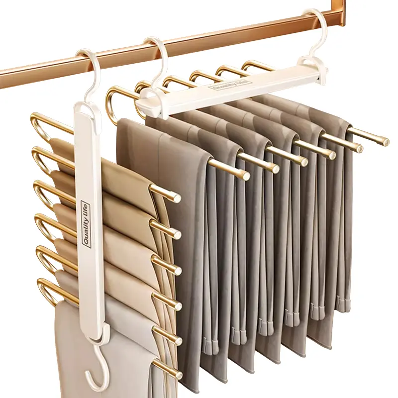 Clothing Organizer Hanging Pants Hanger - Durable Adjustable Stainless Steel Folding Rotatable Hanger for Scarves, Organizing Seasonal Accessories