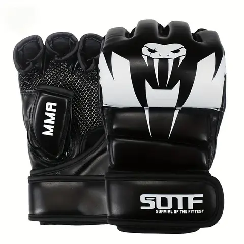 Open-Palm MMA Training Gloves Adjustable Wrist Strap Boxing Gloves for BJJ, Grappling Combat Sports Punching Gloves