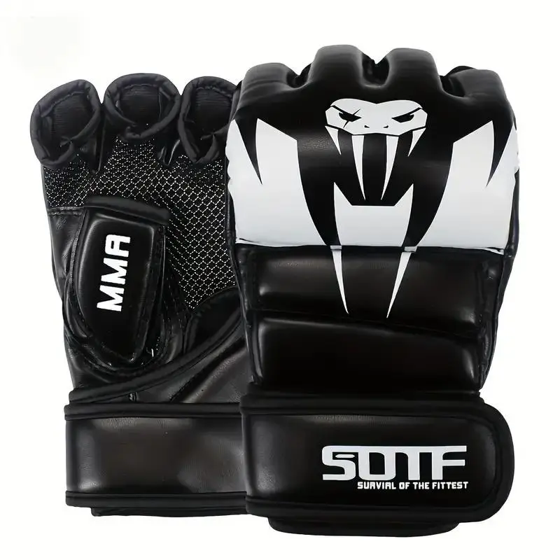 Adult Half Finger Combat Sanda Gloves, 1 Pair Non-slip Breathable MMA Gloves, Sports Boxing Equipment For Training, Protective Gear