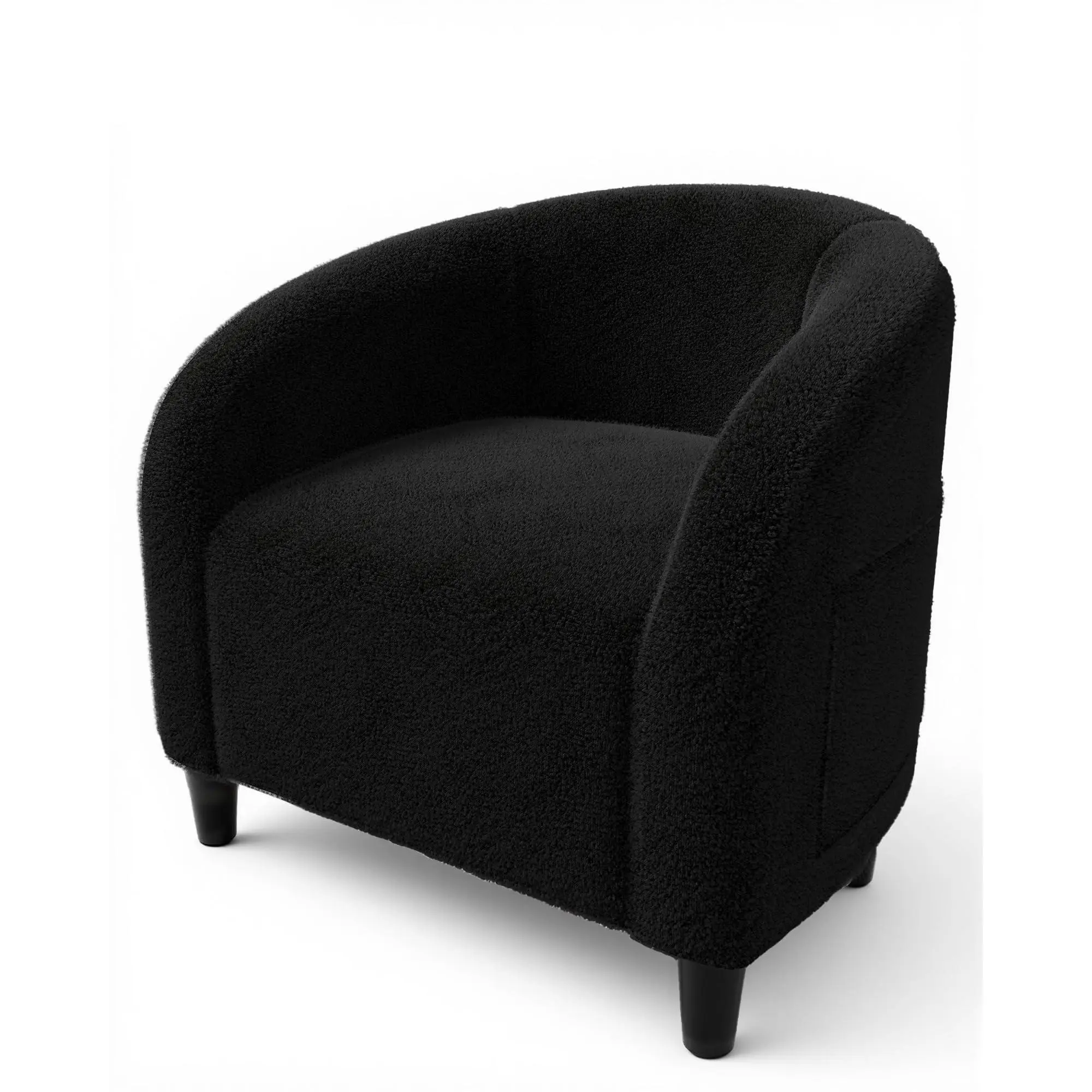 GAOMON Accent Chair Living Room Chairs Barrel Boucle Chairs Comfy Armchairs for Bedroom Reading Room Reception Chairs(Black)