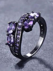 1 Piece Artificial Zirconia Charming Statement Ring for Women, Stackable Design Bridal Engagement Ring Jewelry, Metal Coated Copper, Ideal Gift for Birthdays & Events, Cubic Zirconia, Artificial Zircon Rings, Artificial Gemstone Ring