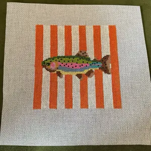 RAINBOW TROUT NEEDLEPOINT CANVAS 13- Mesh