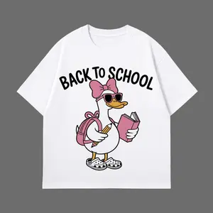 Comfort Colors Cool Duck Back To School T-Shirt, Vintage Garment Dyed Pink Bow Tee, Funny Coquette Student Animal Apparel, Classic Casual Day Top, Relaxed Drape And Durable Hem, Trendy Aesthetic Clothing, Cute Classroom Shirt, Fun Learning Outfit