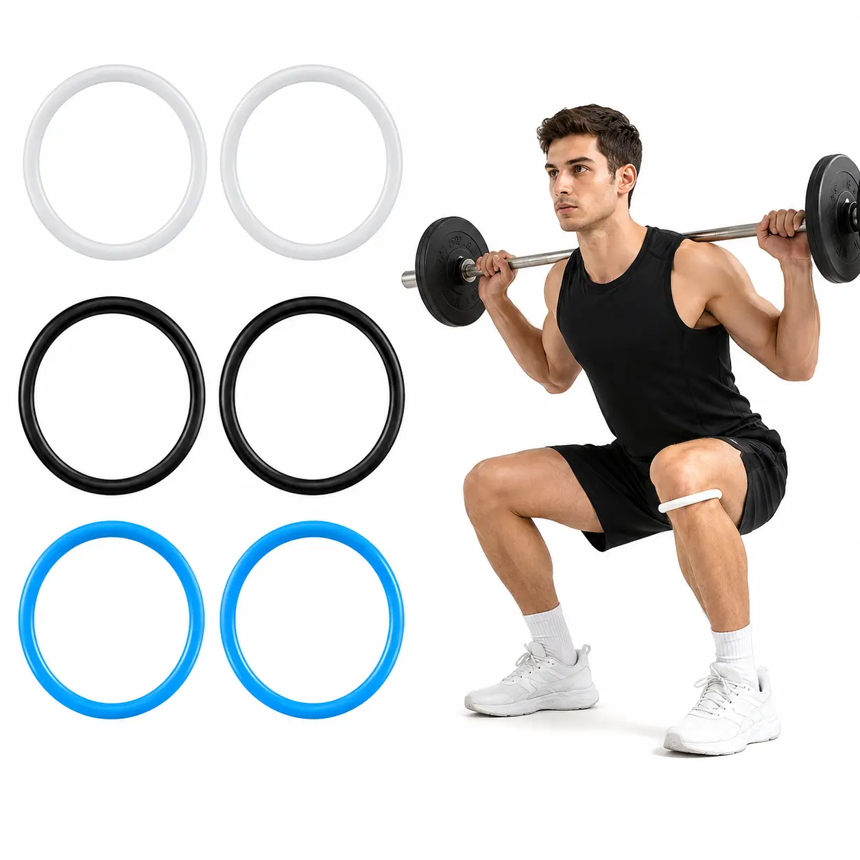 2 Pack Silicone Patella Belt Patellar Tendon Strap for Men Women, Anti-Slip Patella Brace Knee Support Belt for Knee Pain Relief, Adjustable Knee Protective Gear for Running Basketball Sports
