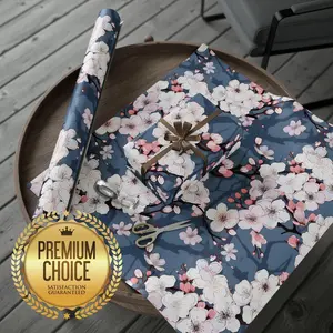 Pink Cherry Blossom Wrapping Paper Rolls, Elegant Watercolor Gift Wrap, Springtime Floral Gift Wrap, Japanese Cherry Blossom Scrapbook Paper