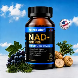 NutriLke NAD+ Supplements for Men-Liposomal Complex with Trans-Resveratrol,Detox,CoQ10,Ashwagandha,Niacin,Vitamin B6,Supports Cellular Renewal, Energy & Performance - 60 Capsules Dietary Supplement Vitamins