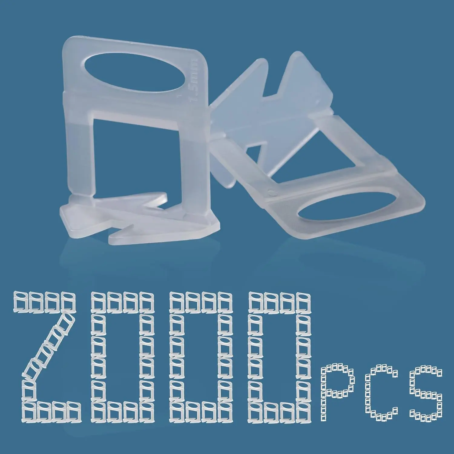 Tile Leveling System 1/16" Spacers Tile Leveler Clips DIY Tile Leveler Spacers 2000 count for Professional Ceramic Tile and Stone Installation
