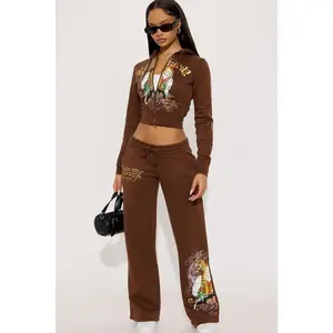 Ed Hardy Tiger Peak Wide Leg Pant - Brown T