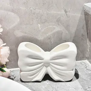 Bows Organizer Rack, Dual Slot Toothbrush & Toothpaste Holder, Bathroom Counter Storage Box, for Toothbrush, Toothpaste, Razor, Makeup Brush, Bathroom Accessory