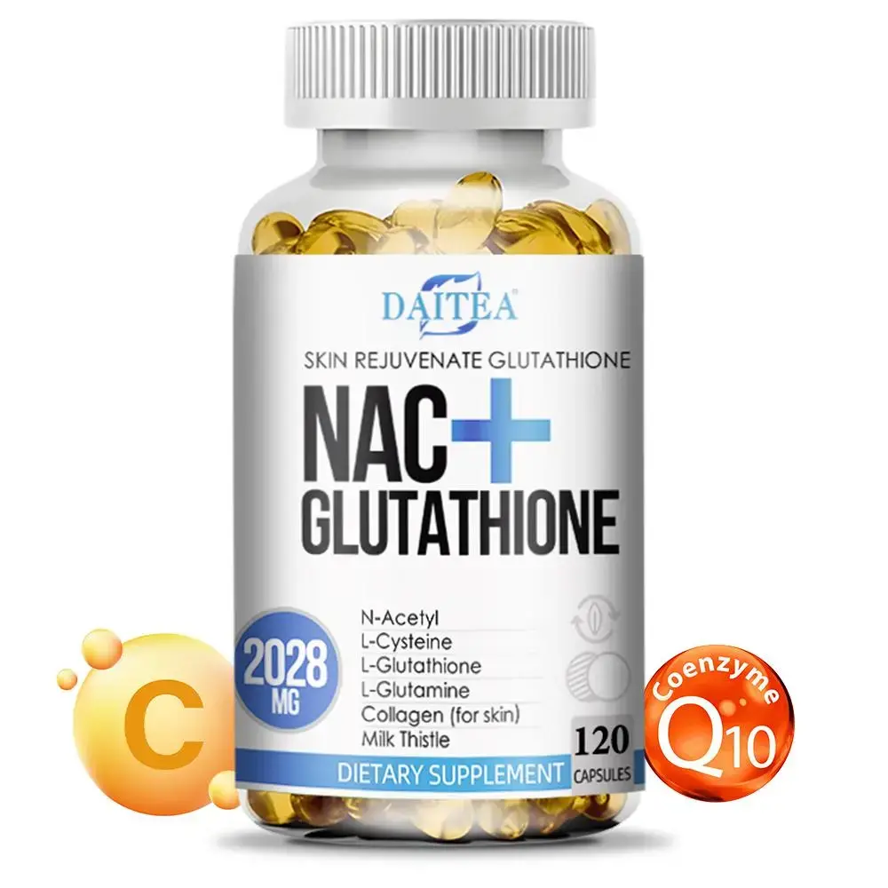 Daitea NAC + Glutathione Health Supplement, Supports Liver Health, Supports Skin Health,120 Capsules