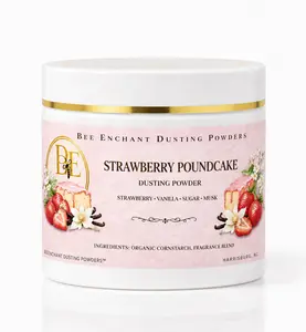 Bee Enchant’s Strawberry Poundcake Custom Body Dusting Perfume Powder- Scented - Finely Milled powder Talc-Free Fragrance Vanilla Daily- Natural Shower Powder Cosmetic-body powder- perfume powder