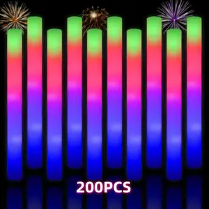 LED Foam Glow Sticks, 200PCS Glow Sticks Bulk Light Up Party Favors For Kids 4-8 8-12 Glow In The Dark Party Supplies For Boys Girls Adults Halloween Wedding Birthday Christmas Gifts Carnival Concert Valentine's Day Gifts