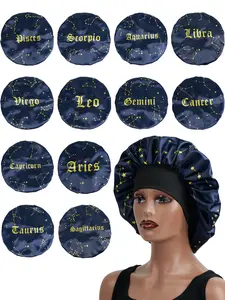 Twelve Zodiac Night Sleep Cap for Women & Men, Adjustable Hair Bonnet, Pure Color Sleeping Hat, Perfect Gift for Mom or Friend, Daily Wear, Sleep Bonnets