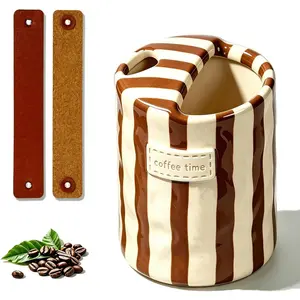 10oz Ceramic Travel Coffee Mug,Ceramic Mug with Sip hole Hand Painted Coffee Mugs with Sleeve Cup,Can Work as a  Ideal for Coffee Lovers (Brown)