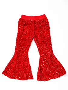 Red sequin Print Bell bottoms Girls Pants