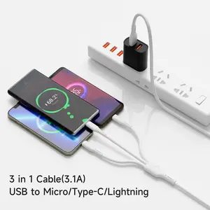 【3 In 1 】Watch & Phone Charger Cable – Travel Essentials Multi Charging Cable for Apple Watch, iPhone, USB-C & Micro, Multi Device Charger Cord, 4FT